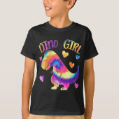 Dino Girl - Dinosaur Lover - Tie Dye Cute Teen Gir T-shirt (Voorkant)