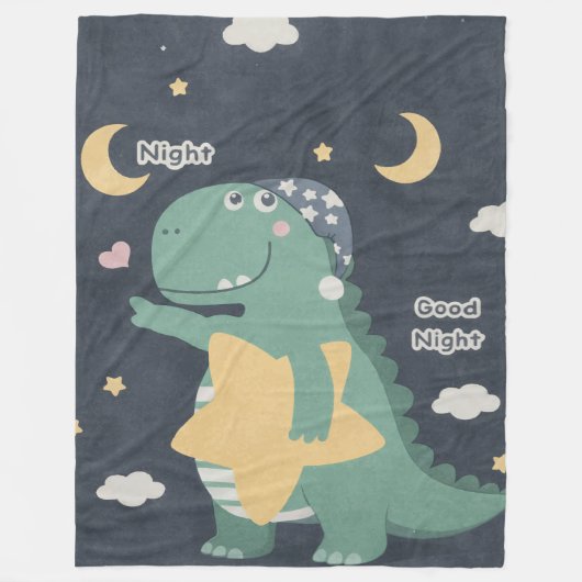 Dino Good Night Blanket Fleece Deken (Voorkant)