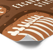 Dino graaf Dinosauriër Opgravingsstation Feestpost Poster (Hoek)