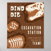 Dino graaf Dinosauriër Opgravingsstation Feestpost Poster (Voorkant)
