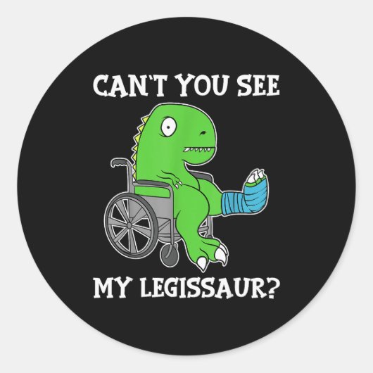 Dino Grappig Beterschap Gebroken Been Geschenk Din Ronde Sticker (Voorkant)