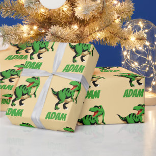 Dino Green T-Rex Pattern kinder Cadeaupapier