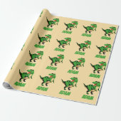 Dino Green T-Rex Pattern kinder Cadeaupapier (Uitgerold)