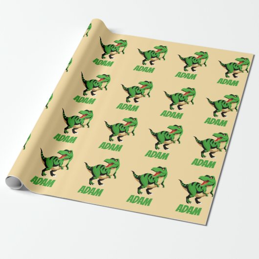 Dino Green T-Rex Pattern kinder Cadeaupapier (Uitgerold)