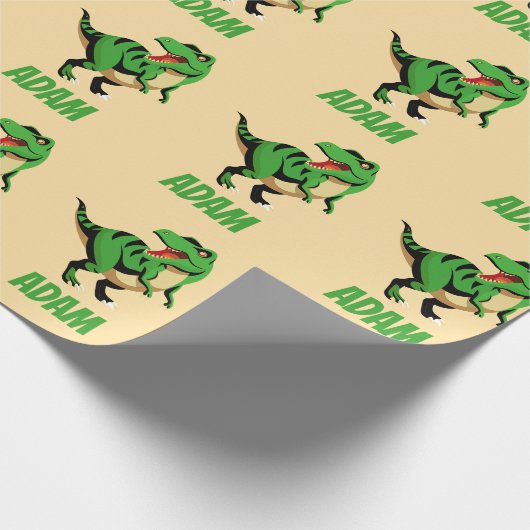 Dino Green T-Rex Pattern kinder Cadeaupapier (Hoek)