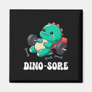 Dino Gym Workout Fitness Gewichten heffen Schattig Magneet
