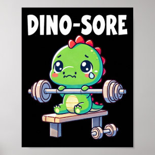 Dino Gym Workout Fitness Gewichten Lichten Cute  Poster