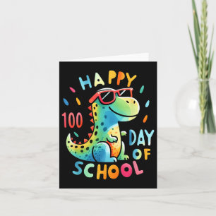 Dino Happy 100th Day of School Tie Dye Rainbow 100 Kaart