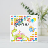 Dino Happy Birthday 생 일 축 해 요 Koreaans   Kaart (Staand voorkant)