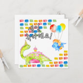 Dino Happy Birthday 생 일 축 해 요 Koreaans   Kaart (Voorkant / Achterkant in situ)