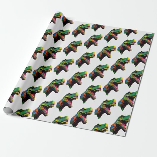 Dino happy Birthday kinderen Cadeaupapier (Uitgerold)