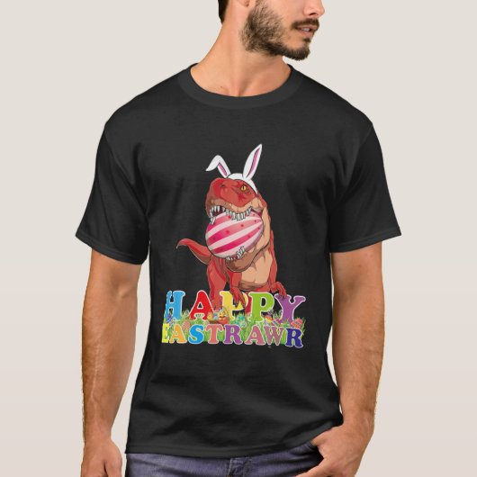 Dino Happy Eastrawr T Rex Easter Basket Bunny T-shirt (Voorkant)