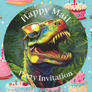 Dino Happy Mail Jungle kids Ronde Sticker