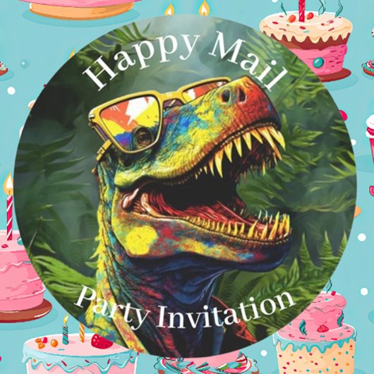 Dino Happy Mail Jungle kids Ronde Sticker