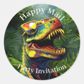 Dino Happy Mail Jungle kids Ronde Sticker (Voorkant)
