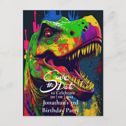 Dino Happy T-Rex Bewaar de datum  Briefkaart (Voorkant)