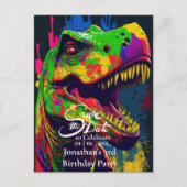 Dino Happy T-Rex Save the date Briefkaart (Voorkant)