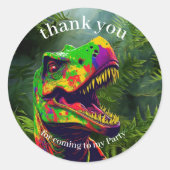 Dino Hartelijk dank kinder Oerwoud Ronde Sticker (Voorkant)