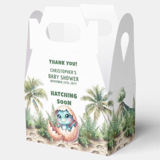 Dino Hatching Soon Baby Boy Bedankt Box Bedankdoosjes (Geopend)