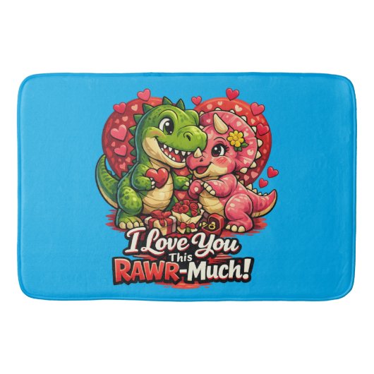 Dino Hearts Rawr Much Valentine,Couple Anniversary Badmat (Voorkant)