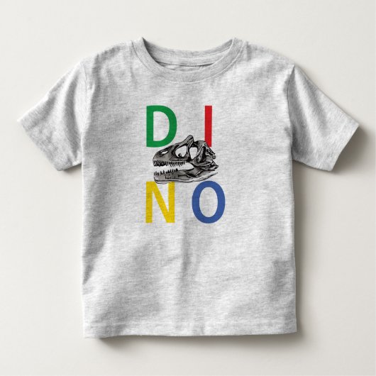 DINO - Heather Grey Peuter Fijn Jersey T-shirt (Voorkant)