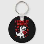 Dino Holding Heart I Steal 67 Hearts Funny Six Sev Sleutelhanger (Voorkant)