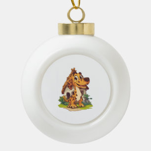 Dino Hond � Prehistorische Grappige Pup Keramische Bal Ornament