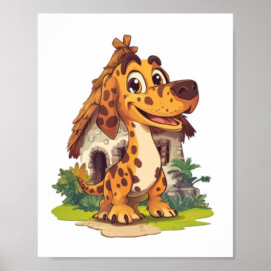 Dino Hond � Prehistorische Grappige Pup Poster (Voorkant)