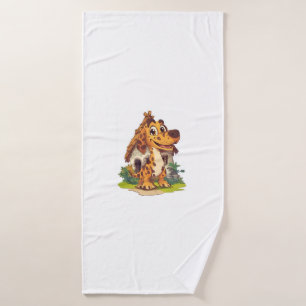 Dino Hond � Prehistorische Grappige Puppy Badhanddoek