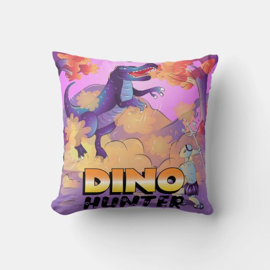 Dino Hunter Illustration Pillow Kussen (Voorkant)