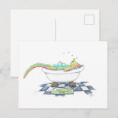 Dino in de buistekening briefkaart (Voorkant / Achterkant)