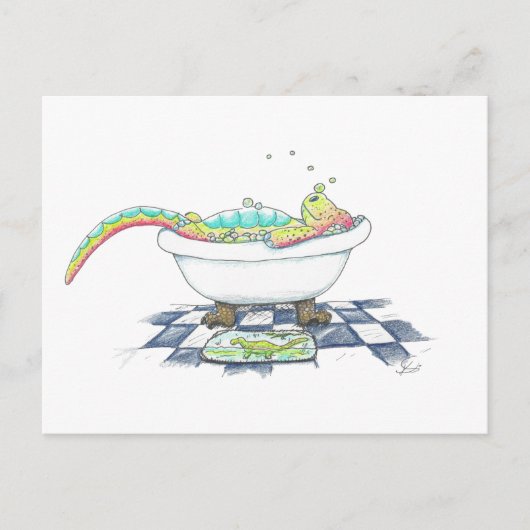 Dino in de buistekening briefkaart (Voorkant)