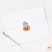 Dino in Pumpkin Sweet Dinos Happy Halloween Ronde Sticker (Envelop)