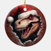 Dino in Santa Hat - 3D Keramisch Ornament (Achterkant)
