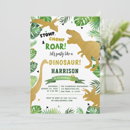 Dino Island Dinosaur Birthday Party Birthday Kaart (Staand voorkant)