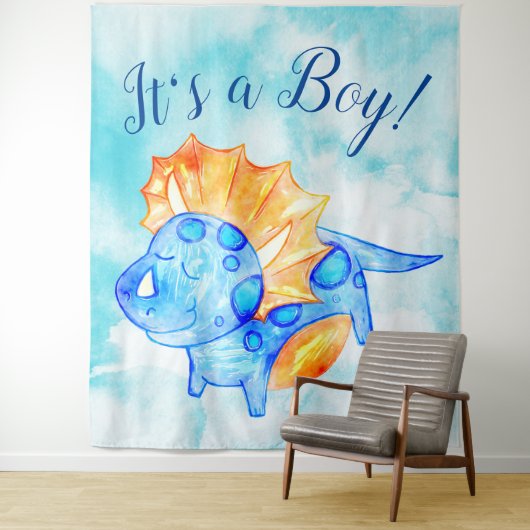 Dino Jongen Baby Shower Achtergrond Wandkleed (In situ)