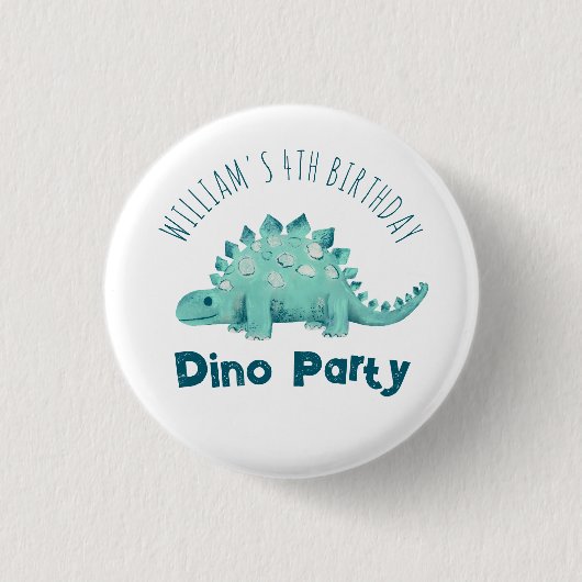Dino Jongens Feestje Stegosaurus Ronde Button 3,2 Cm (Voorkant)