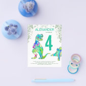 Dino Jungle 4de Verjaardagsfeest Budget Flyer (Enkel)