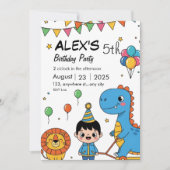 Dino Jungle Birthday Invitation for Kids Save The Date (Voorkant)