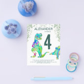 Dino Jungle Verjaardagsfeest Budget Uitnodiging Flyer (Enkel)