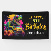 Dino Jurassic Oerwoud kinderen Verjaardagsblauw Spandoek (Horizontaal)