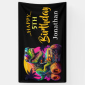 Dino Jurassic Oerwoud kinderen Verjaardagsblauw Spandoek (Verticaal)