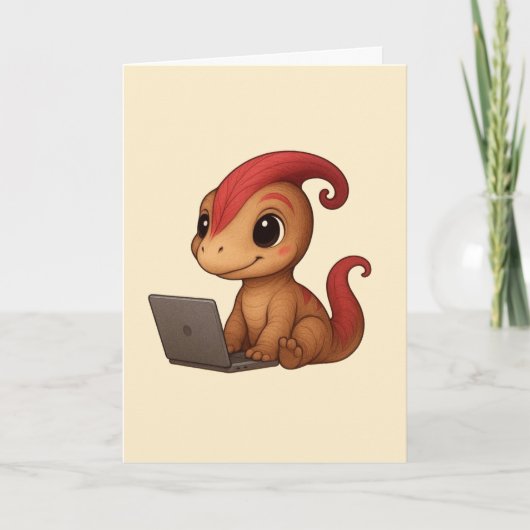 Dino kaart – Dino Kammli op laptop (Voorkant)