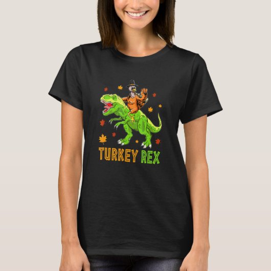 Dino kalkoen danken jongens Saurus rex pelgrim T-shirt (Voorkant)