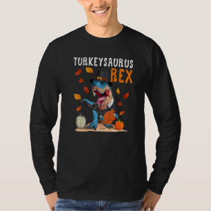 Dino kalkoen danken jongens Saurus rex pelgrim T-shirt