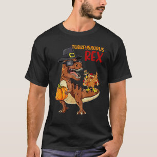 Dino kalkoen danken jongens Saurus rex pelgrims T-shirt