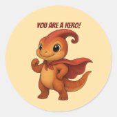 Dino Kammli Superheld „Je bent een held“  Ronde Sticker (Voorkant)