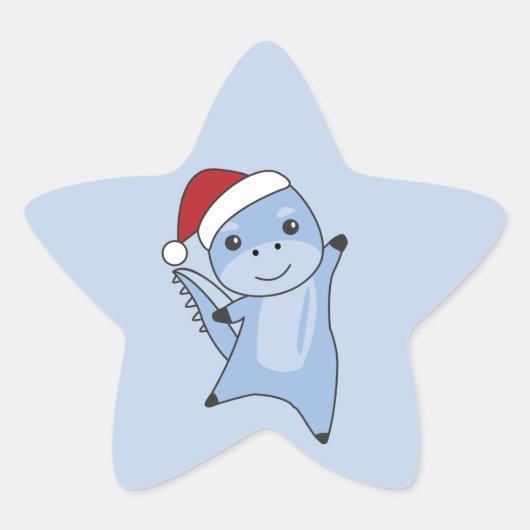 Dino kerstdinos Winter Animals Star-Sticker Ster Sticker (Voorkant)