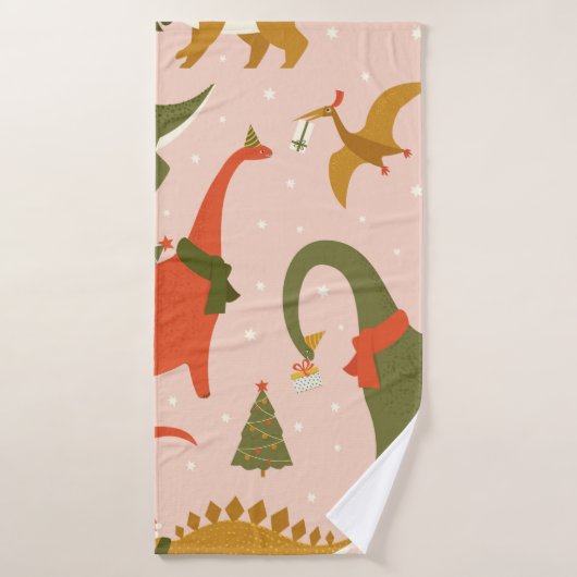 Dino Kerstfeest Boom Rex. Dinosaur in Santa h Badhanddoek (Badhanddoek)