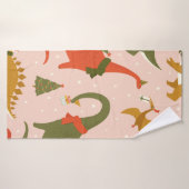 Dino Kerstfeest Boom Rex. Dinosaur in Santa h Badhanddoek (Badhanddoek)
